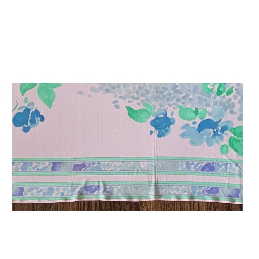 Vintage 70s LEONARD Silk Jersey Shawl Wrap Pastel Floral Print Impressionist