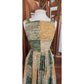 Vintage 40s 50s MCM Cotton Print Sun Dress Green Yellow Gingham Patchwork Rockabilly