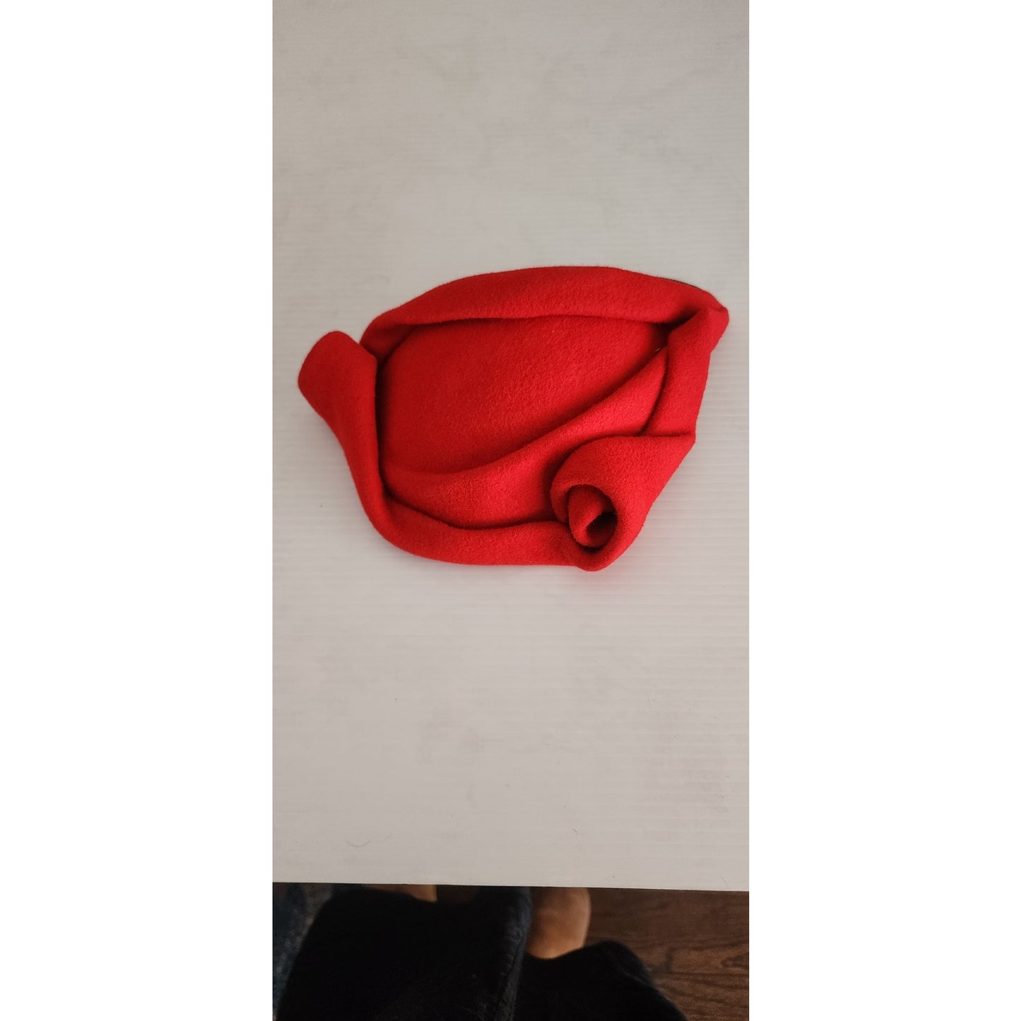 Vintage Red Hat Sculpted Swirled Wool Alva Millinery