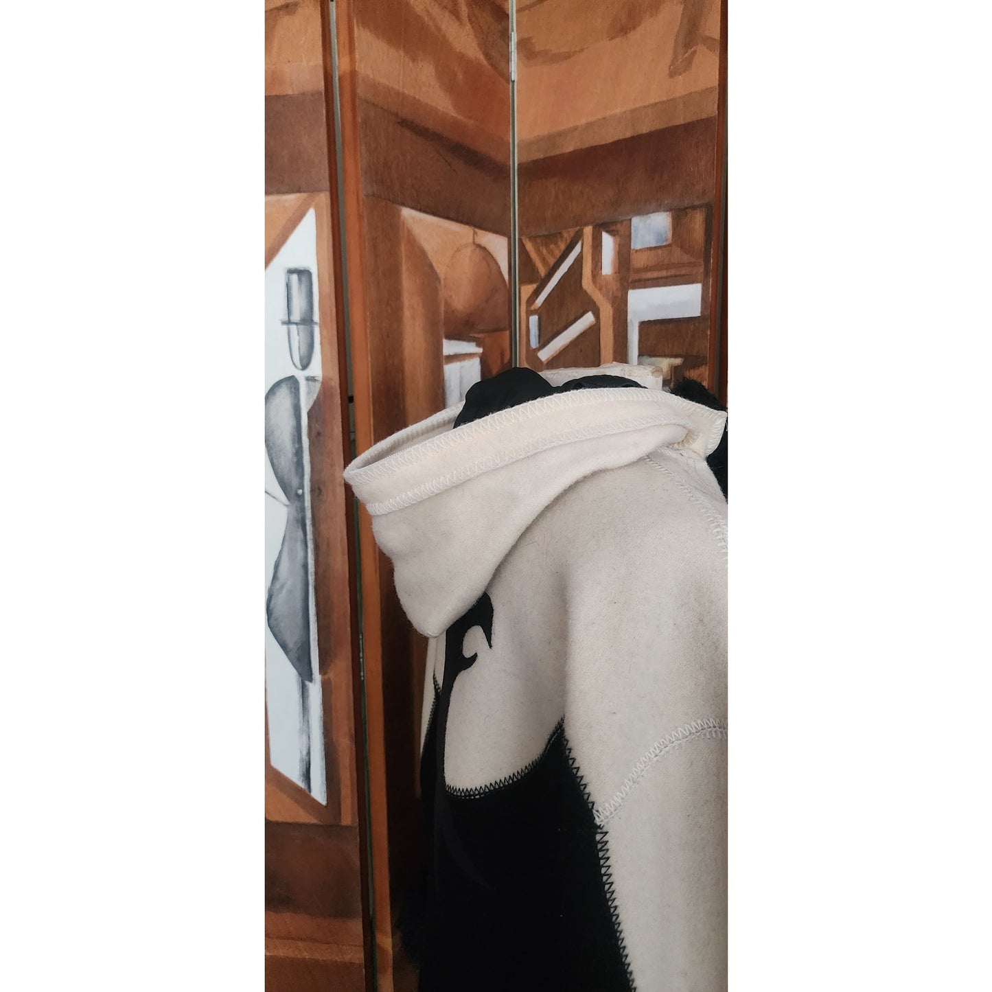 Vintage 1980s Linda Lundstrom La Parka Guardian Eagle Coat Art to Wear Hooded Faux Fur + Liner