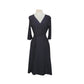 Vintage Eileen Fisher Y2K Black Rayon Stretch Knit Wrap Dress Midi