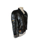 Vintage 80s Bomber Jacket Black Sequins Gold Eagle Motorcycle Patches Neiman Marcus / L