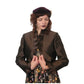 Vintage Brown Jacket Ruffled Trim Wool Silk Frascara M
