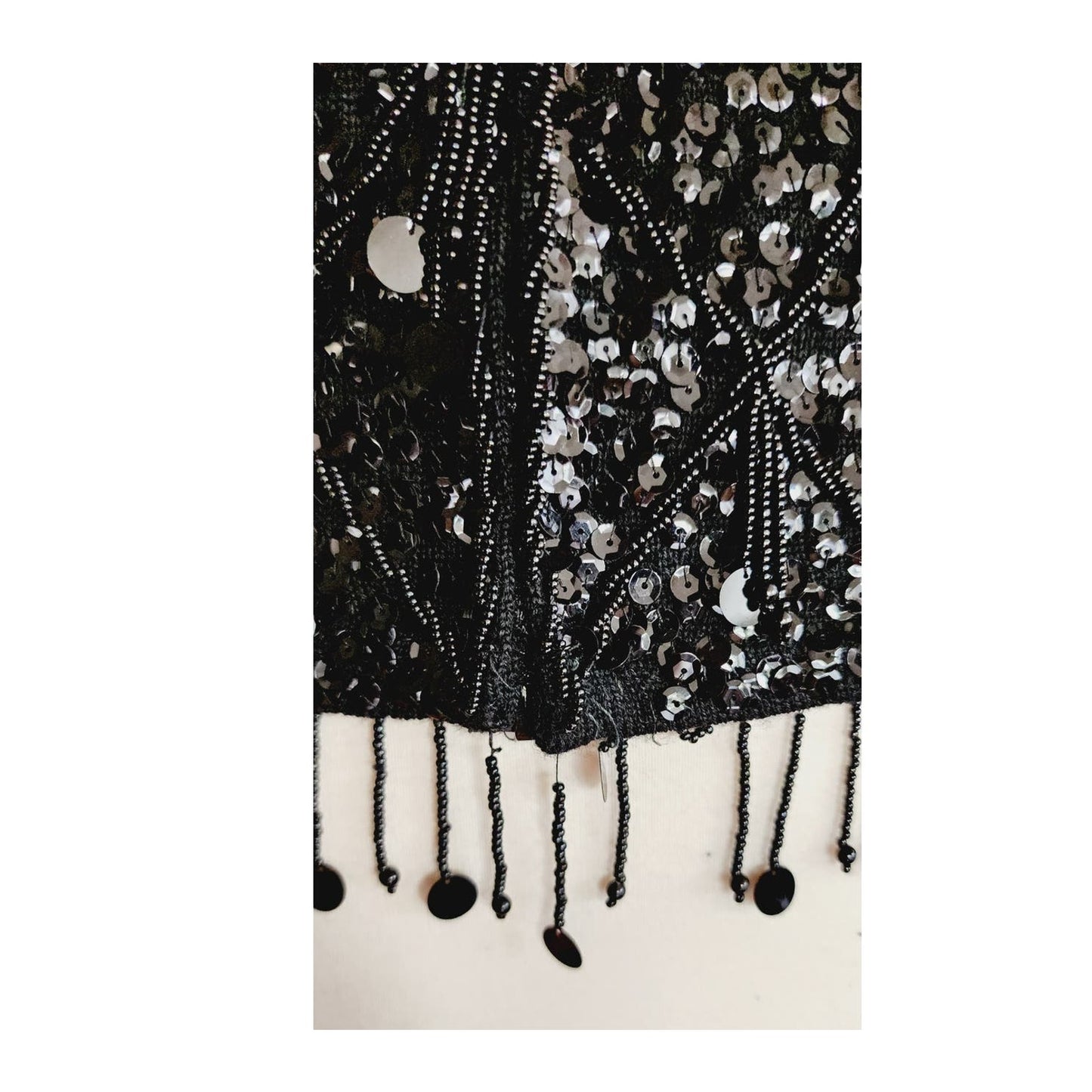 Vintage 60s Black Beaded Shell Top Dressy Sleeveless