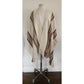 Vintage Poncho Fringed Alpaca Wool Ruana Cream w/Brown Stripe Southwestern Style