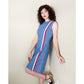 Vintage 60s Pat Perkins Dress Blue w/Red White Stripes