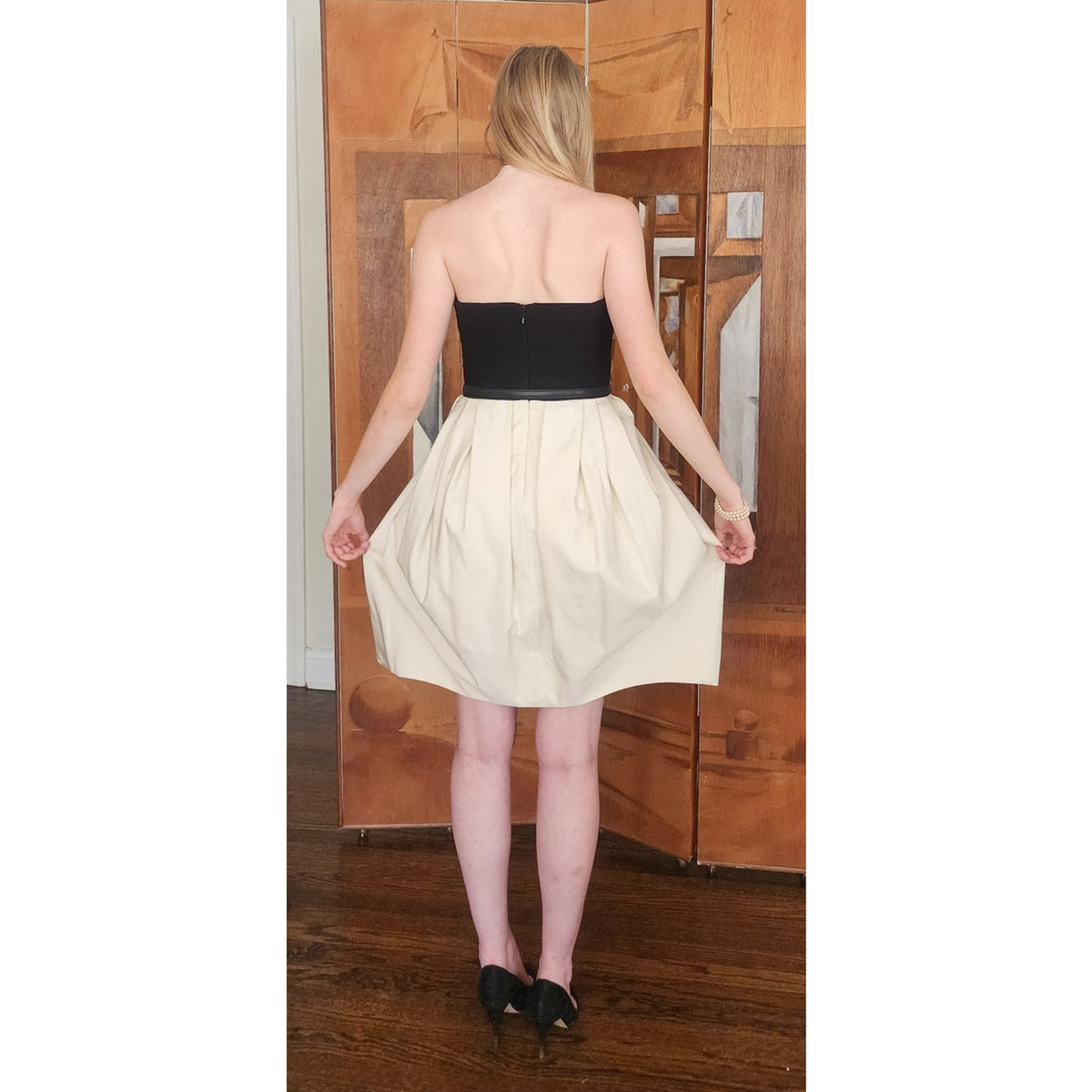 Jason Wu Dress Resort 2012 Strapless Party Midi Bubble Skirt Ivory Black Silk NWT Small