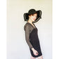 Vintage 1980s Black Party Dress Crochet Lace Nude Illusion Long Sleeved Kathryn Dianos Zip Front