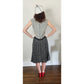Vintage 1960s Mod Suit Pleated Midi Skirt + Top Gray Black Wool Tweed Geometric Schoolgirl