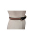 Vintage 1990s Brighton Leather Belt Black Leahter Beige Canvas Silver Buckle 28