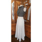Vintage 1970s Maxi Dress Polkadot Print Pleated Skirt Black White Belted / S
