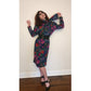 Vintage 1980s UNGARO Sac Dress Dark Floral Print Wool w/Sash Necktie / M