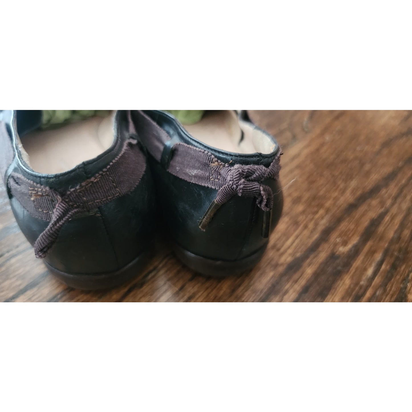 Vintage 1990s Dries Van Noten Shoes Black Leather Ballerina Flats Crisscross Ribbon Straps 39