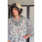 Vintage 1980s Diane Freis Fishtail Skirt Blouse Set Black White Georgette Graphic Print