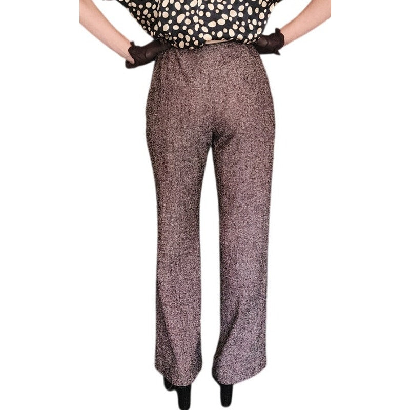 Vintage 1990s Sonia Rykiel Pants Brown Wool Tweed Flares Trousers Slacks Size 42