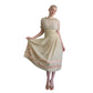 Vintage 1930s Cream Silk Dress Lace & Rhinestone Embroidery