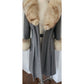 60s Gray Wrap Coat w/Cream Fox Fur Collar & Cuffs Gino Rossi