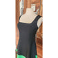 Vintage 1990s Designer Sleeveless Dress Raw Silk Black Green Victoria March Chicago
