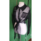 Vintage 90s Designer Blouse Black Sheer Silk Shirt Tie Front Victoria March Chicago