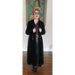 Vintage 60s Black Velvet Opera Coat Double Breasted Gold Buttons