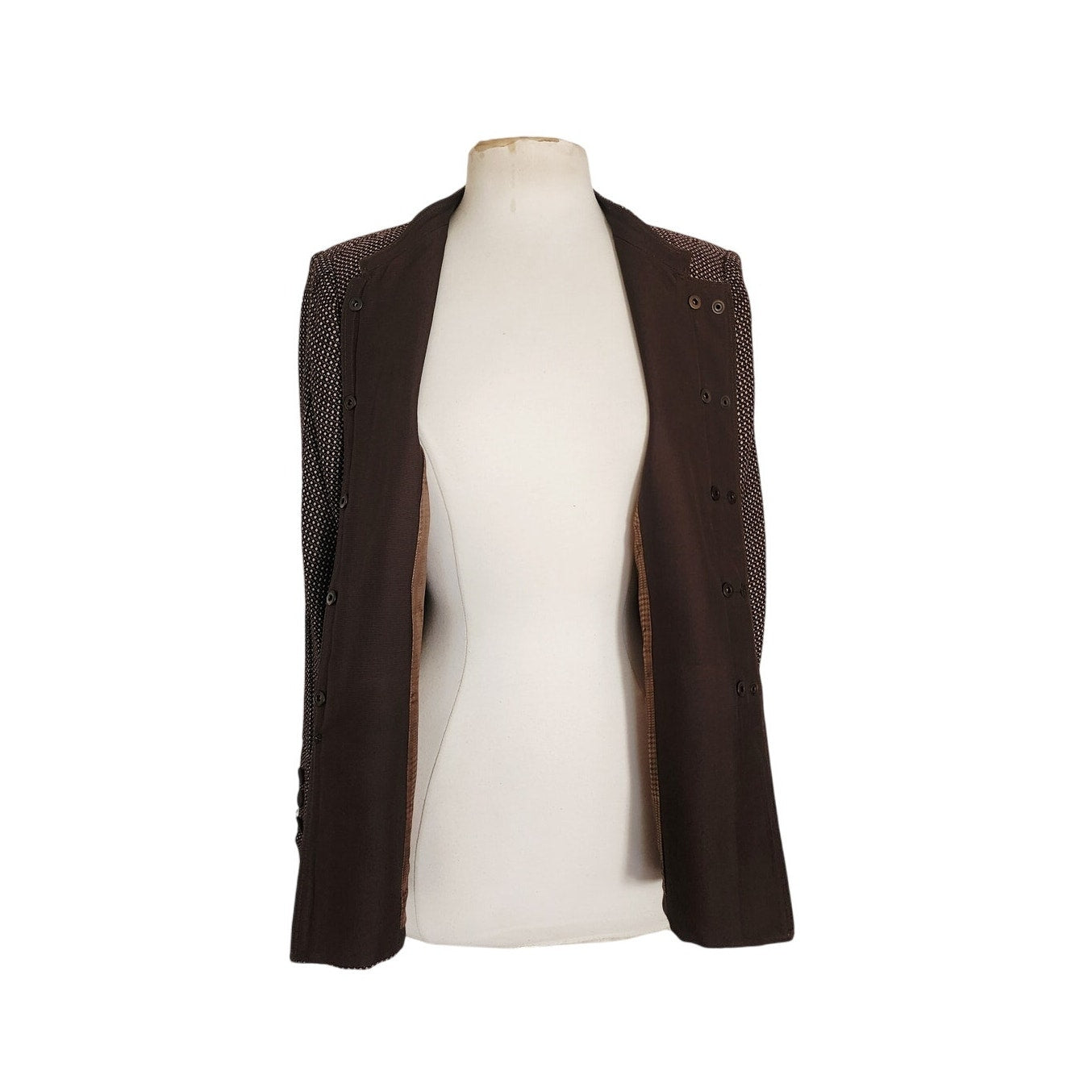 ARMANI COLLEZIONI 2008 Blazer in Brown and Cream Check Wool Jacket / L