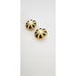 Vintage St John Earrings Clips Gold Pearl Black Enamel Button Style