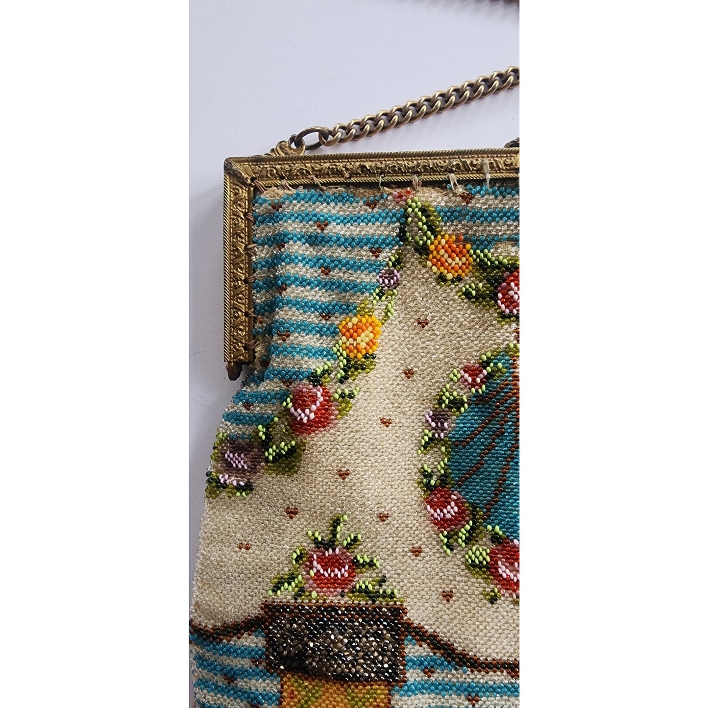 Antique Art Nouveau Bag Micro Beaded Edwardian Purse w/Fringe