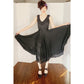 Vintage 2000s Etro Sun Dress Black Cotton w/ Asymmetrical Skirt Medium
