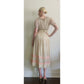 Vintage 1930s Cream Silk Dress Lace & Rhinestone Embroidery