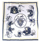 Vintage HERMES Scarf Square Silk Ex-Libris Yellow Hugo Grygkar Horse Carriages