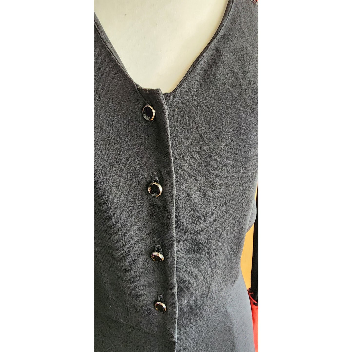 Vintage 70s Black & Red Dress 40s Retro Style