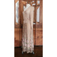 Vintage 1970s Jayna New York Dress Set Knit Crochet Top + Skirt Beige Lace Embroidery