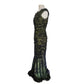 Vintage 2000s M for Missoni Evening Dress Green Black Lace Off the Shoulder / M