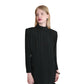 Vintage 1980s Galanos Dress Black Silk Crepe Mock Neck Pintuck Skirt Ruffle Hem