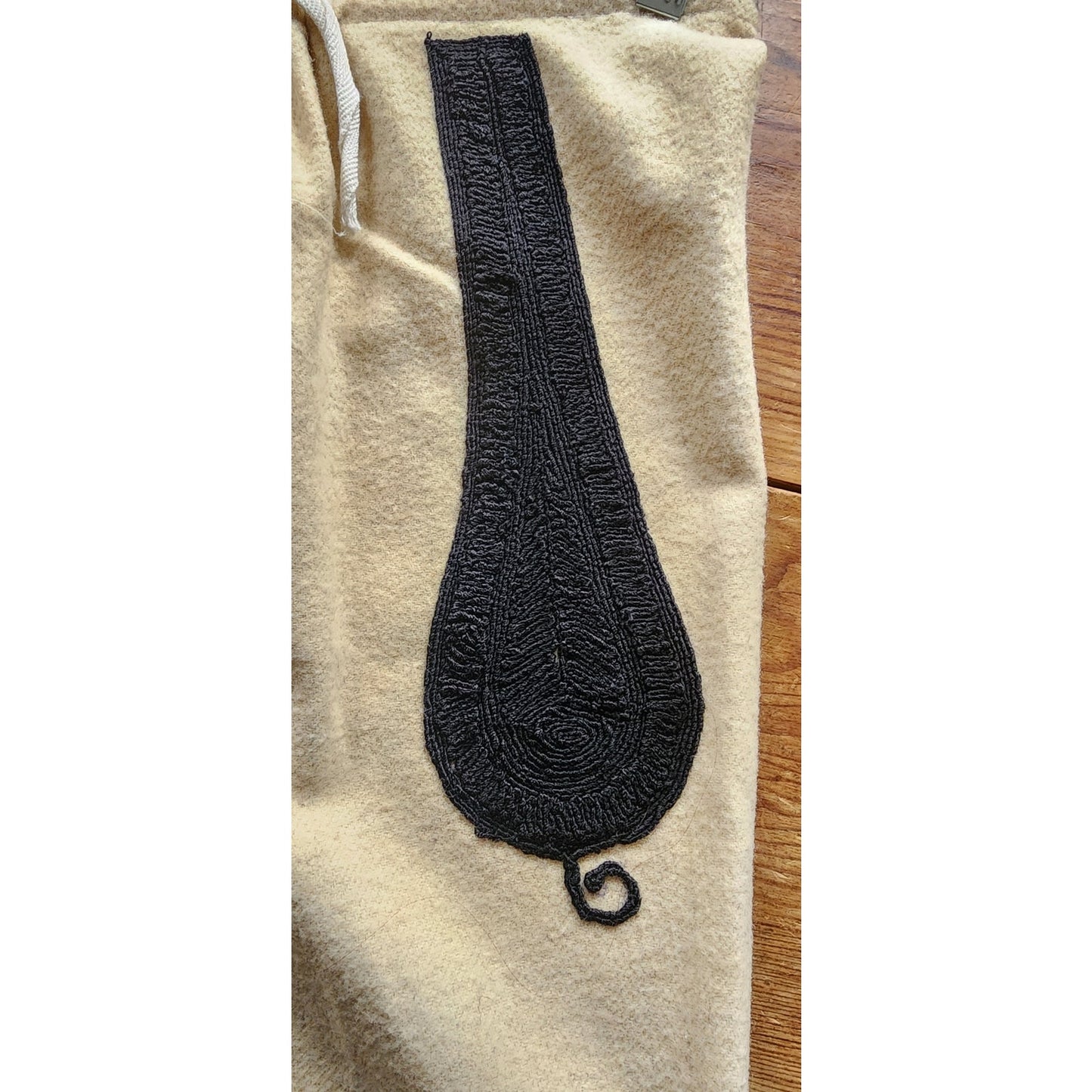 Antique Bulgarian Folk Costume Ethnic Mens Pants Embroidered Cream Wool + Red Scarf