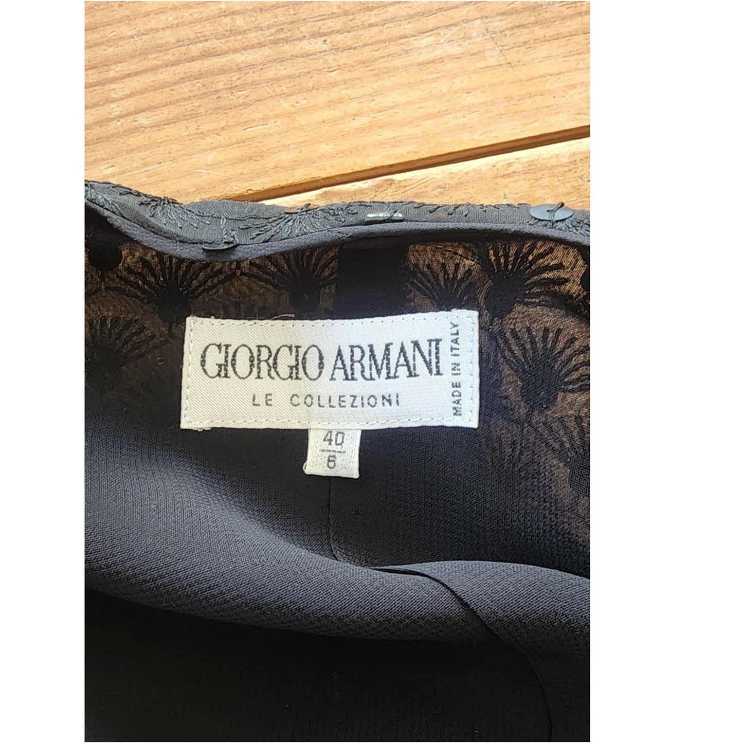 Vintage 90s Armani Fitted Sequined Blazer Black / S-M