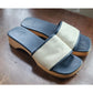 COACH Mules Canvas & Wood Block Heel Slides Sandals 7