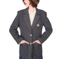 Vintage 80s Gray Blazer w/Heraldic Crest by Hugo Buscati / M