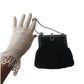Antique Black Crochet Bag Silver Metal Etched Frame Edwardian 1910s Purse