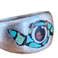 Vintage Mens Southwestern Mosaic Inlay Band Ring Sterling Silver Turquoise Coral Multi-Stone Size 7 3/4