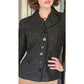 Vintage 40s Black Blazer in Nubby Wool Shiny Buttons / S