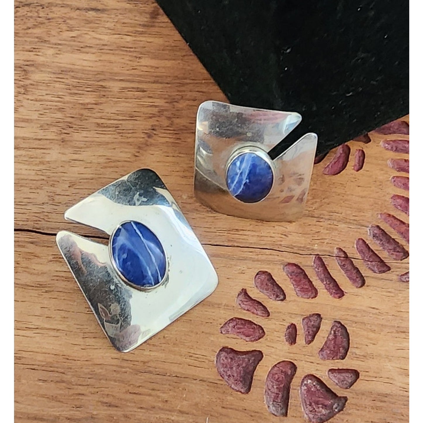 Vintage 80s FLORELLE Necklace Earring Set Sterling Silver & Blue Sodalite