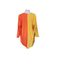 VTG 90s Duster Jacket Silk Yellow Orange Colorblock Blazer Victoria March Chicago