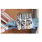 Vintage 1990s Brighton Belt Baby Blue Tooled Leather Silver Charms Waist 28