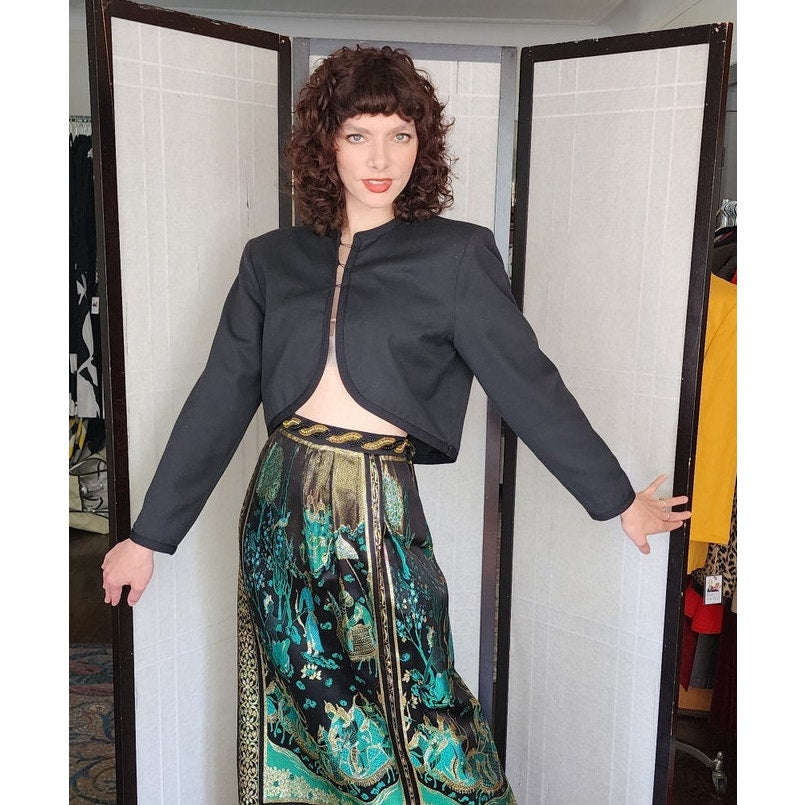Vintage 80s Black Jacket Cropped Bolero Style Le Chateau