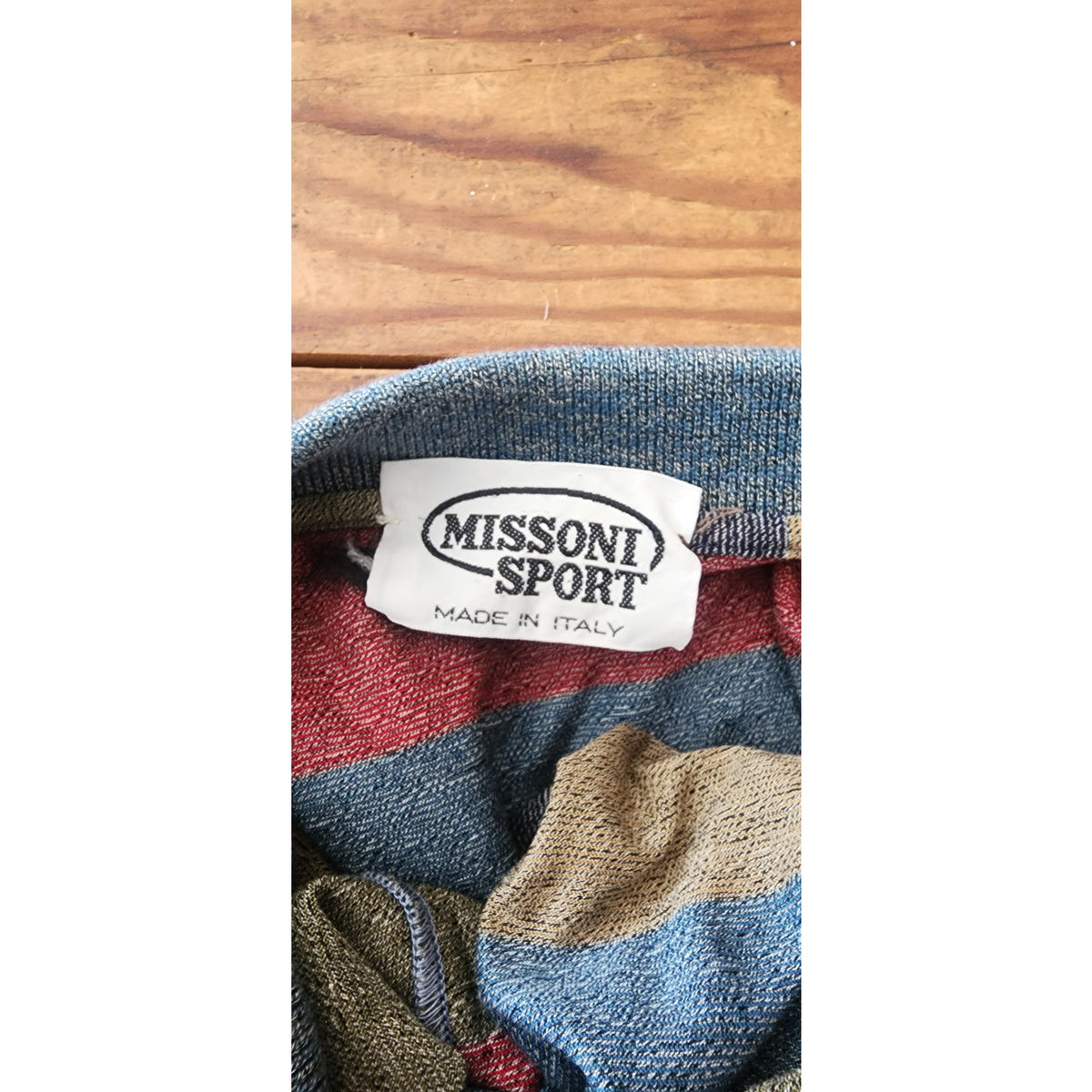 Vintage 1990s Missoni Sport Mens Shirt Rainbow Stripes Cotton Knit Polo XL