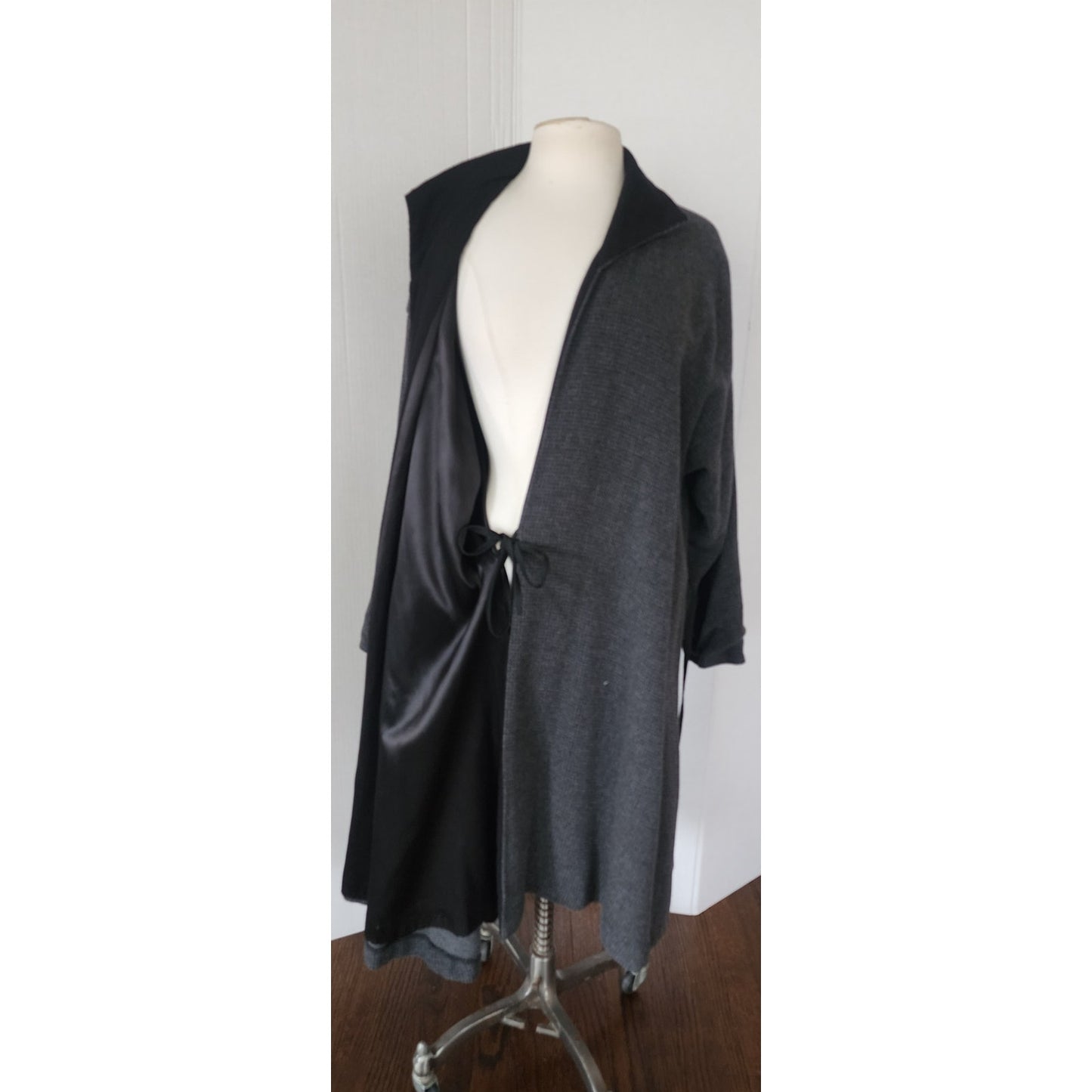 Vintage 1990s Gray Coat Wrap Style Asymmetrical Studio 90 / Medium