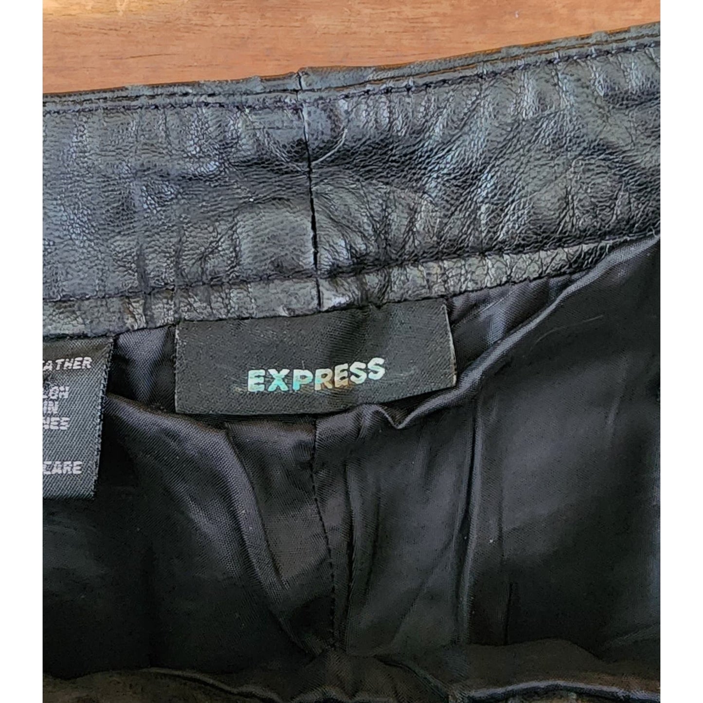 Vintage Y2k Pants Black Leather Embossed Express Low Rise