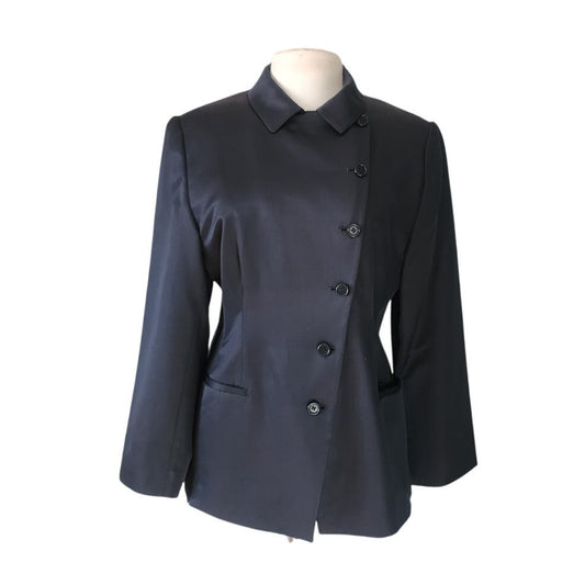 Vintage Armani Collezioni Blazer Y2k 2000s Black Silk Jacket Large