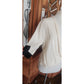 Vintage 90s Gianfranco Ferre Cream Silk Wrap Blouse Black Cuffs Asymmetrical Top